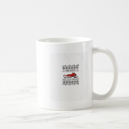 Red Snowmobile Holiday Sweater Merry Sledmas Ugly  Kaffeetasse (Rechts)