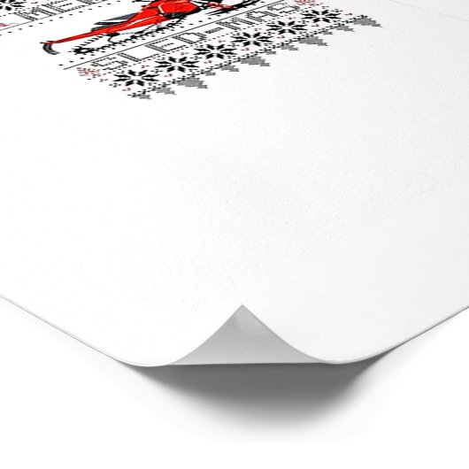 Red Snowmobile Holiday Sweater Merry Sledmas Ugly  Poster (Ecke)