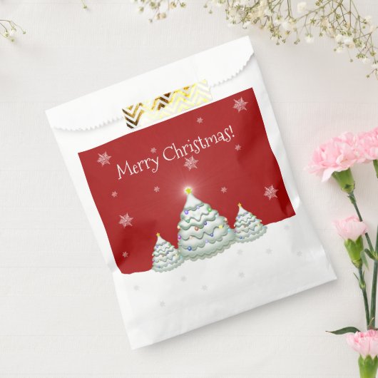 Red Snowy Christmas Tree Favor Bags Geschenktütchen (Versiegelt)