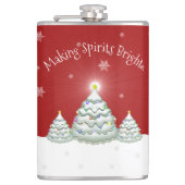Red Snowy Christmas Tree Flask Flachmann (Vorderseite)