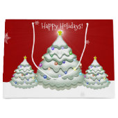 Red Snowy Christmas Tree Geschenktasche Große Geschenktüte (Vorderseite)