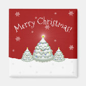 Red Snowy Christmas Tree Magnet (Vorne)