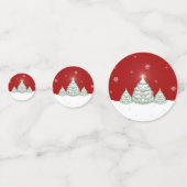 Red Snowy Christmas Tree Table Confetti Konfetti (Vorderseiten)