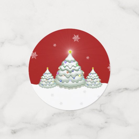 Red Snowy Christmas Tree Table Confetti Konfetti (Klein Vorderseite)