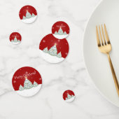 Red Snowy Christmas Tree Table Confetti Konfetti (Gruppe)