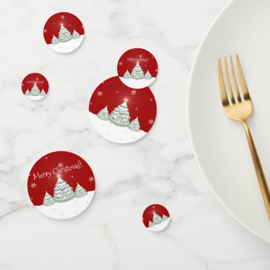 Red Snowy Christmas Tree Table Confetti Konfetti (Gruppe)