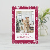 Red Snowy Frohe Weihnachten Snowflake Foto (Stehend Vorderseite)