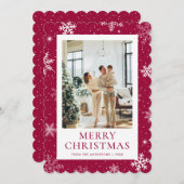 Red Snowy Frohe Weihnachten Snowflake Foto (Vorne/Hinten)