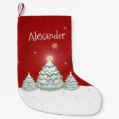Red Snowy Weihnachtsbaum Weihnachtsbaum Strumpf Kleiner Weihnachtsstrumpf (Vorderseite)