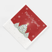 Red Snowy Weihnachtsbaumpapier Napkin Serviette (Ecke)