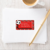 Red Soccer Ball Address Label Adressaufkleber (Insitu)