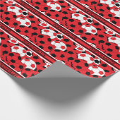 Red Soccer Ball Collage Geschenkpapier (Ecke)