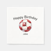 Red Soccer Ball Custom Geburtstagsparty Serviette (Vorderseite)