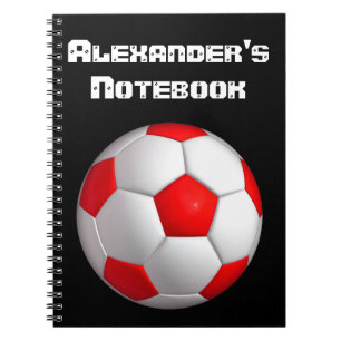 Red Soccer Ball personalize Notizblock