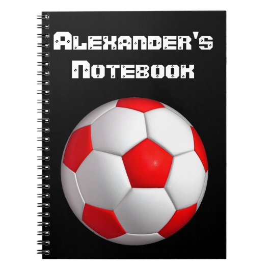 Red Soccer Ball personalize Notizblock (Vorderseite)