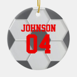 Red Soccer Ball Weihnachten Keramik Ornament