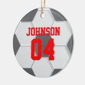 Red Soccer Ball Weihnachten Keramik Ornament (Links)