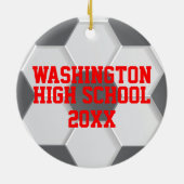 Red Soccer Ball Weihnachten Keramik Ornament (Hinten)