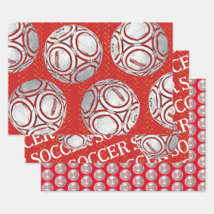 Red Soccer Ball Wrapping Craft Papier