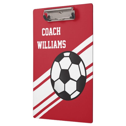 Red Soccer Coach Personalisierte Zwischenablage Klemmbrett (Links)