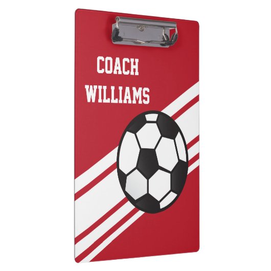 Red Soccer Coach Personalisierte Zwischenablage Klemmbrett (Rechts)