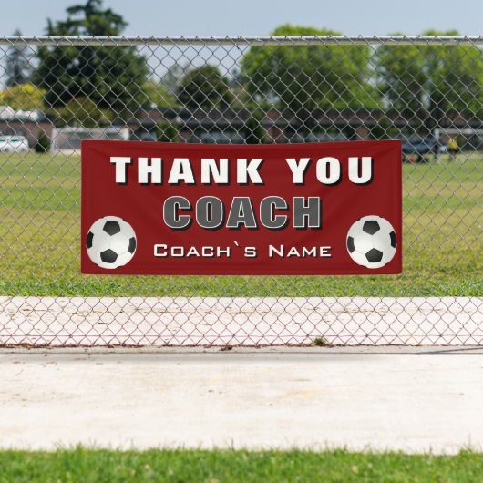 Red Soccer Football Danke, Coach Banner (Insitu)