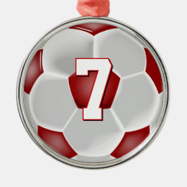Red Soccer Player Custom Jersey Nummer Weihnachten Ornament Aus Metall