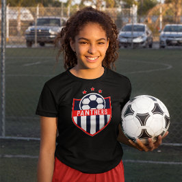 Red Soccer Shield Team, Spielername und -nummer T-Shirt