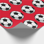 Red Soccer Sports Wrapping Paper Geschenkpapier (Ecke)