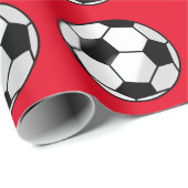 Red Soccer Sports Wrapping Paper Geschenkpapier (Rolleneckpunkt)