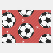 Red Soccer Weihnachten gestreift festlicher Ball & Geschenkpapier Set (Vorderseite 3)