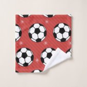 Red Soccer Weihnachtsball & Schneekinder Name Badhandtuch Set (Waschlappen)
