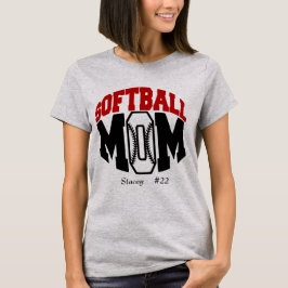 Red Softball Mama Personalisiert T-Shirt