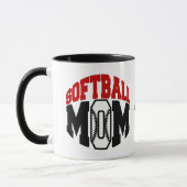 Red Softball Mama Personalisiert Tasse (Links)