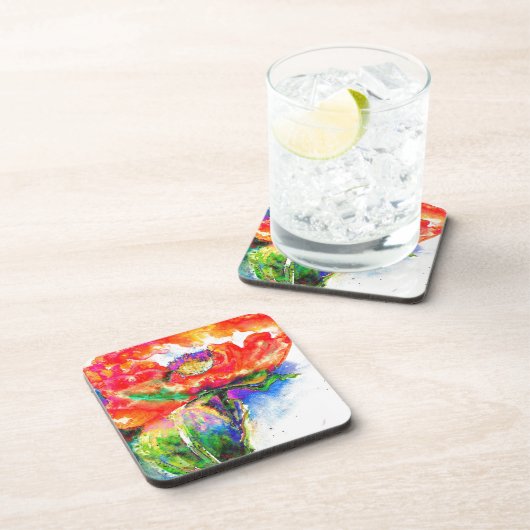 Red Solar Poppy Untersetzer (Rechte Seite)