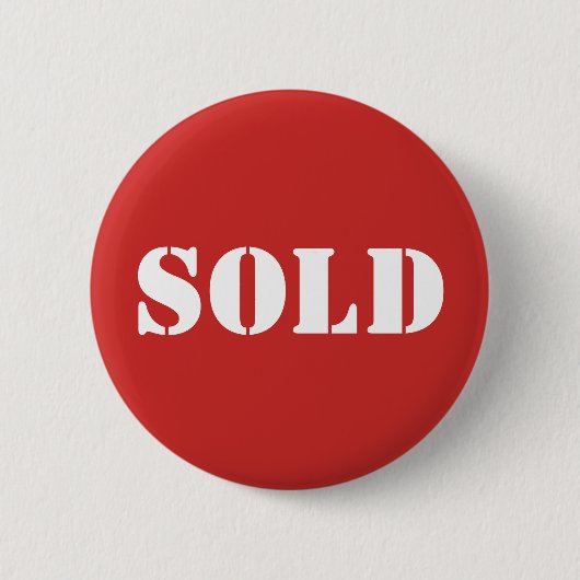 Red SOLD Typografie Word drucken Button (Vorderseite)