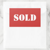 Red SOLD Typografie Word drucken Rechteckiger Aufkleber (Tasche)