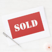 Red SOLD Typografie Word drucken Rechteckiger Aufkleber (Umschlag)