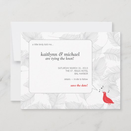 Red Songbird Save the Date Card (Vorderseite)