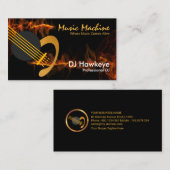 Red Sound Wave Gold Guitar DJ Visitenkarte (Vorne/Hinten)