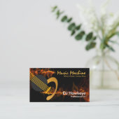 Red Sound Wave Gold Guitar DJ Visitenkarte (Stehend Vorderseite)