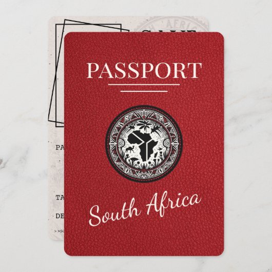 Red South Africa Passport Save The Date (Vorne/Hinten)