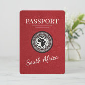 Red South Africa Passport Save The Date (Stehend Vorderseite)