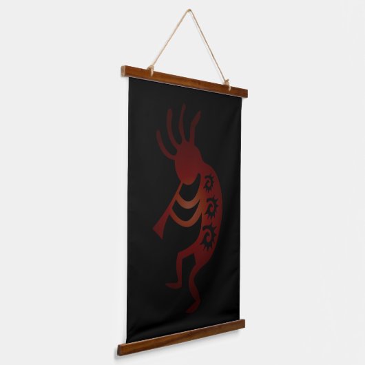Red Southwestern Kokopelli Wandteppich Mit Holzrahmen (Gewinkelt)