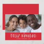 Red Spanish Feliz Navidad mit Foto Feiertagskarte (Vorne/Hinten)