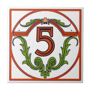 Red Spanish Letter House Number Tiles Fliese