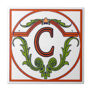 Red Spanish Letter Tile C Fliese