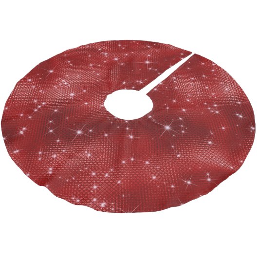 Red Sparkle Christmas Polyester Weihnachtsbaumdecke (Schrägansicht)