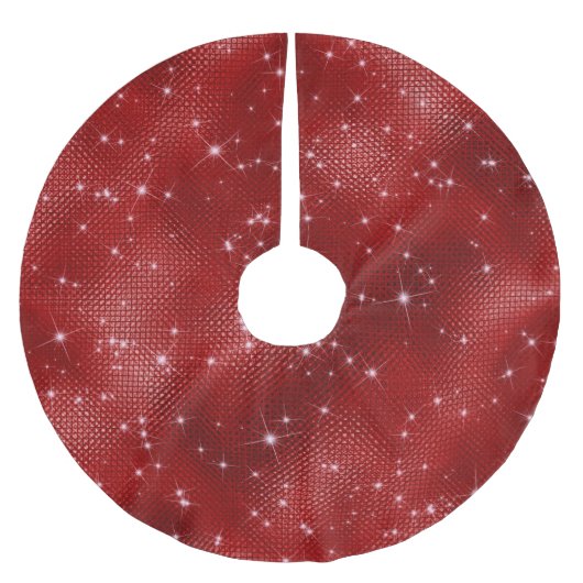 Red Sparkle Christmas Polyester Weihnachtsbaumdecke (Vorderseite)