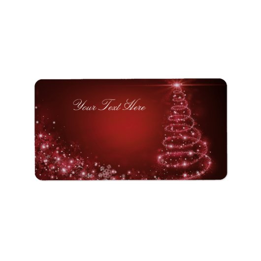 Red Sparkle Christmas Tree Address Label Adressaufkleber (Vorne)